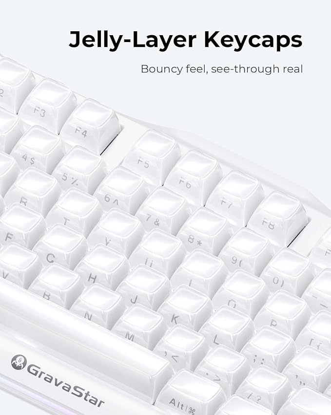 GravaStar Mercury K1 75% Wireless Mechanical Gaming Keyboard RGB Backlit | Gasket Mount, Hot Swappable Linear Switches, Creamy Sound Keyboard, 2.4GHz/USB-C/Bluetooth 5.0, for Win/Mac【Opaline White】 - Image 5