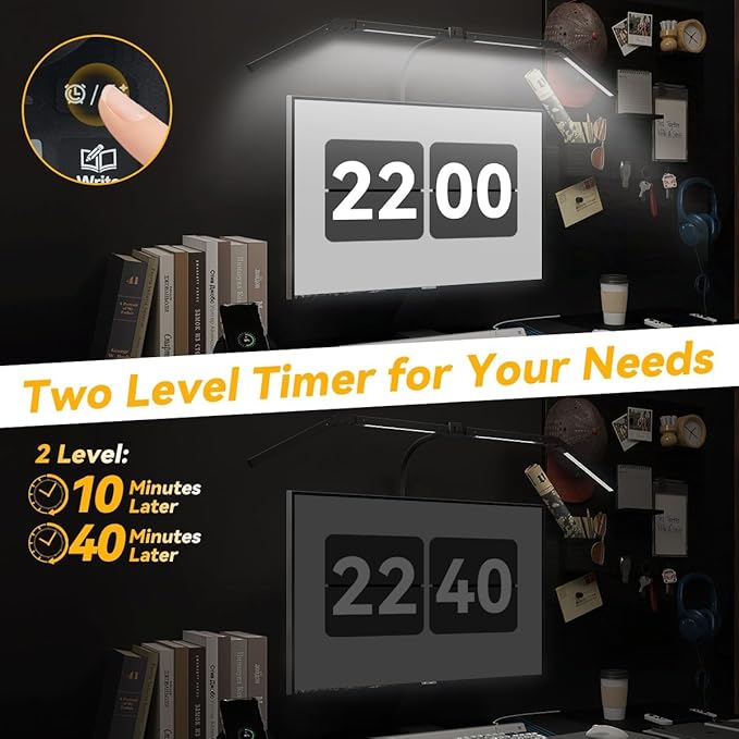 Adjustable LED Desk Lamp with Clamp, 4-Head Eye-Caring CRI95+ Desk Light, Stepless Dimming & Color Temp Remote Control, Flexible Neck, 5-Mode for Reading, Computer, Crafting, 90" Wide Desk Coverage - Image 5