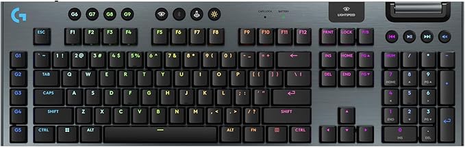 Logitech G915 X Lightspeed Wireless Gaming Keyboard (Clicky) - Black | Low Profile, Mechanical Switches, Double-Shot PBT Keycaps, RGB lighting, Aluminum finish, PC/Mac Compatible by Unknown