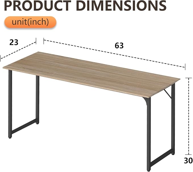 BestOffice Computer Desk,Home Office Desk, Modern Simple Style for Home Office Study Writing (Nature, 63 Inch) - Image 3