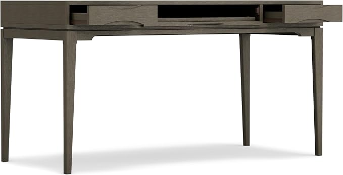 SIMPLIHOME Harper Desk - 60 Inch Wide Solid Wood Writing Desk in Farmhouse Grey, Mid-Century Modern Home Office Computer Table for Workspace or Study with 2 Drawers and Flip-Down Keyboard Tray - Image 4