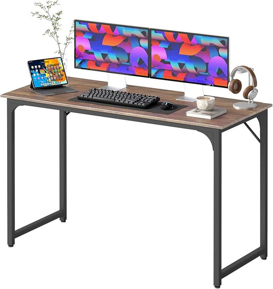 BestOffice | 47 Inch Computer Desk | Brown | Sturdy Office Desk | Metal Frame, Adjustable Feet | Water-Resistant, Scratchproof Surface | Writing Table for Home Office or Study | Pack of 1 by BestOffice