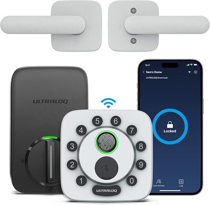 ULTRALOQ Bolt SE Smart Lock with Handle, Built-in Wi-Fi, Matter Over Thread, Works with Apple Home, Alexa, Google, Keyless Deadbolt with Fingerprint, App, Code, Remote Control, Gray by ULTRALOQ