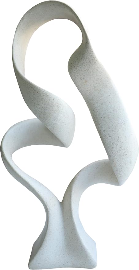 15" Modern Abstract Ribbon Decorative Sculpture, Knot Sculptures,Home Decor,Coffee Table Statues,Dining Living Room Desk Decor（Milky White） by LAIKEARTS