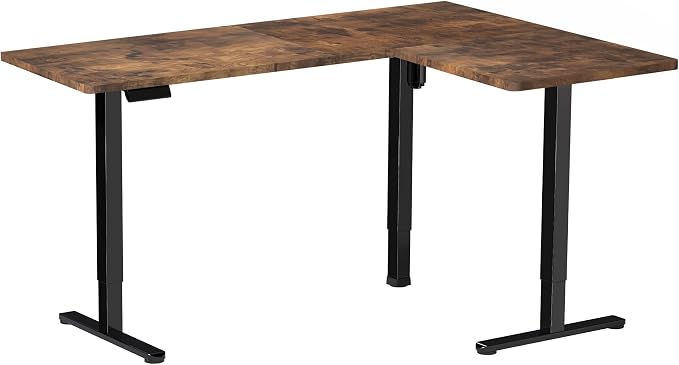 VIVO Vintage Brown 63 x 55 in Corner Standing Desk, DESK-E3CTN | Electric, Reversible L-Shaped Table, Sit Stand, Height Adjustable, Memory Controller, Office Furniture Sets, Black Frame - Image 9