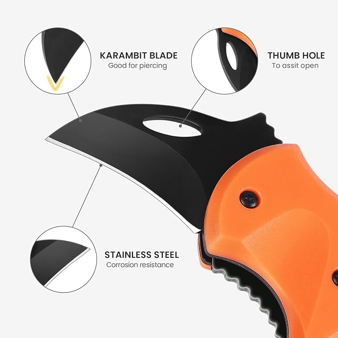 FUNBRO Small Pocket Knife for Men, Mini Edc Knives | Cool Folding Knife Box Cutter with 1.34inch Sharp Blade, Great Gift for Men (orange) - Image 2