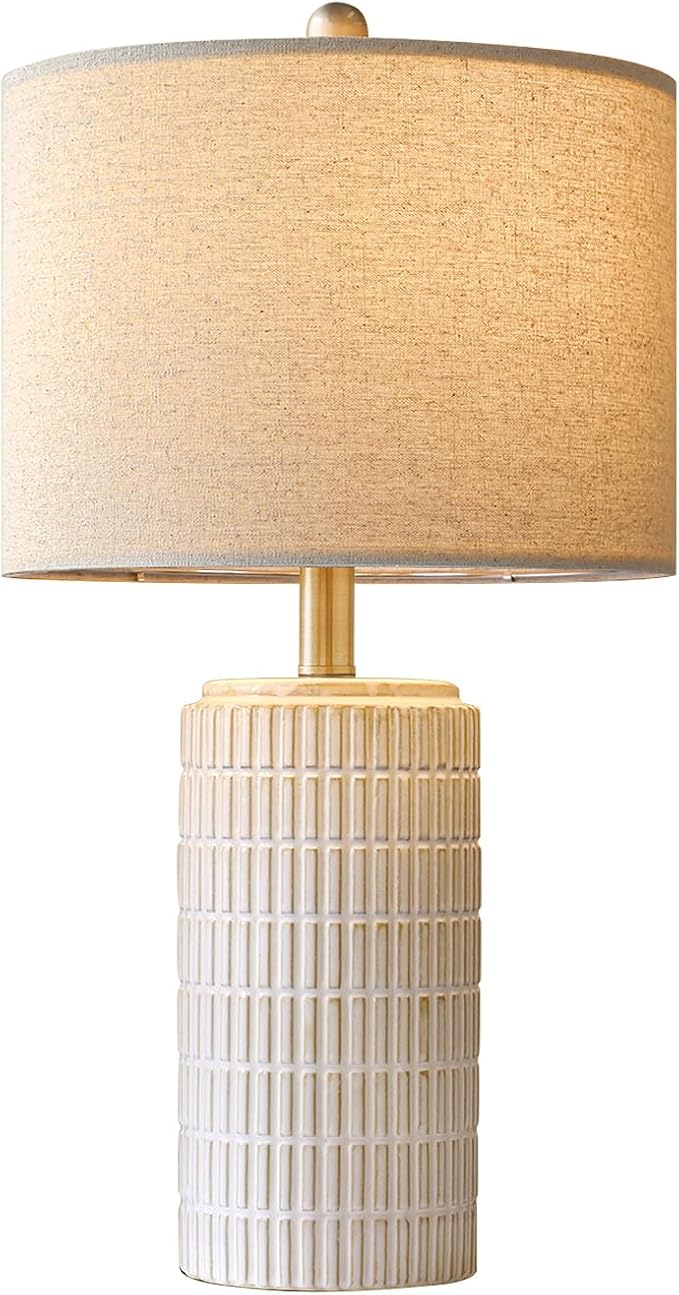 PoKat 23'' Bedside Table Lamp for Bedroom Nightstands, Birthday Gifts for Women Mom, House Warming Gifts New Home Decor, Ceramic Desk Lamp for Living Room, White Modern Bedroom Lamp - Image 9