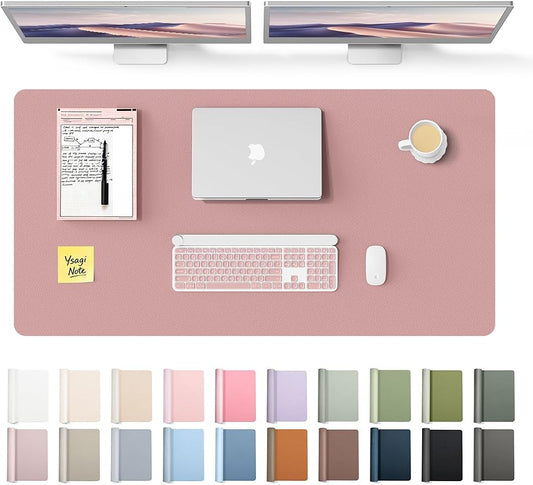 YSAGi Leather Desk Protector, Office Mat, Large Mouse Mat, Non-Slip PU Leather Blotter, Laptop Pad, Waterproof Writing Pad for Office and Home (Pale Mauve, 47.2" x 23.6") by YSAGi