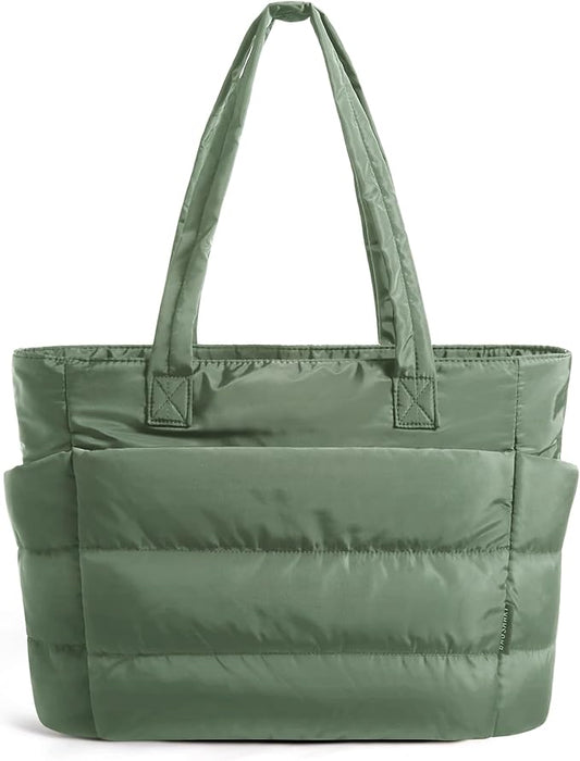 BAGSMART Tote Bag for Women, Lightweight Puffy Tote Bag with Compartments Shoulder Bag Handbag for Travel, Work, Gym | Lightweight by BAGSMART