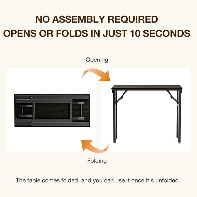 TEMI Small Computer Desk Folding Table - 35.8" Foldable Office Desk, No Assembly, Perfect for Small Spaces in Bedroom, or Apartment, Portable Mini Desk or Study Table Compact Design, Dark Oak - Image 4