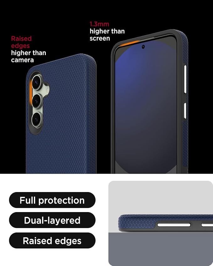 Miimall Rugged Case for Samsung S24 FE, Dual Layer Protection, Military Shockproof, Anti-Slip, Anti-Scratch, Tough Full Body Heavy Duty Slim Case, Dark Blue - Image 5