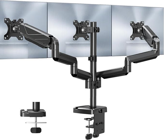 MOUNT PRO Triple Monitor Mount, 3 Monitor Desk Arm fits Three Max 27" LCD Computer Screens, up to 17.6lbs Each, Premium Gas Spring Display Stand with Tilt Swivel Rotation, Vesa Mount 75x75,100x100 by MOUNTPRO