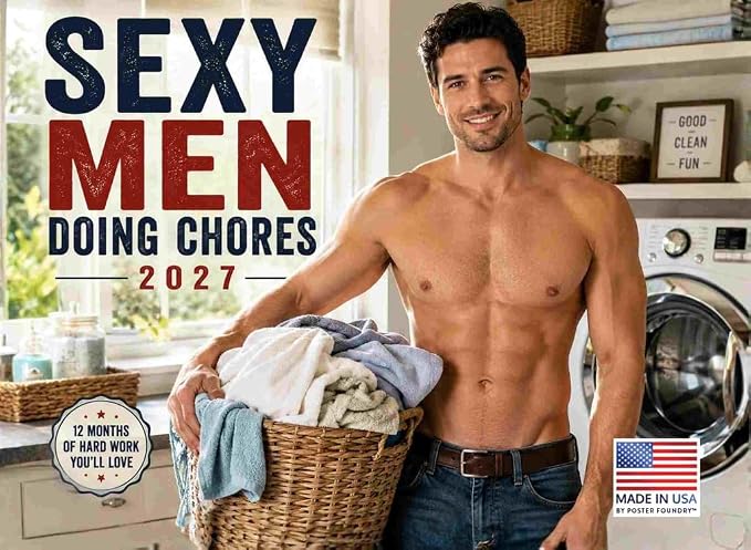 Sexy Men Doing Chores Calendar 2027 Monthly Wall Calender 12 Month by PosterFoundry