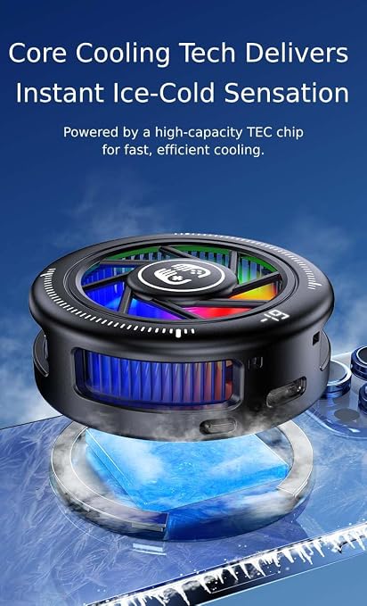 Phone Cooler for Gaming, Low Noise USB Cell Phone Cooler with Smart Temp Control, Phone Cooling Fan with RGB LED Lights, Magnetic Ring & Clip Fan for Phone Gaming & Streaming - Image 6