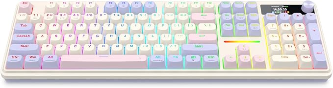 Redragon K762 PRO Wireless 104-Key Gasket Gaming Keyboard, Screen & Knob | Easy-Control LED Info Display, 0-Delay Tri-Mode, Cushioned 5-Layer Noise Dampening for Creamy Thocky Sound, Full-Size 104-Key - Image 3