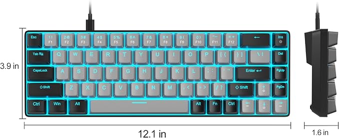 MageGee Portable 60% Mechanical Gaming Keyboard, MK-Box LED Backlit Compact 68 Keys Mini Wired Office Keyboard with Blue Switch for Windows Laptop PC Mac - Grey/Black - Image 9