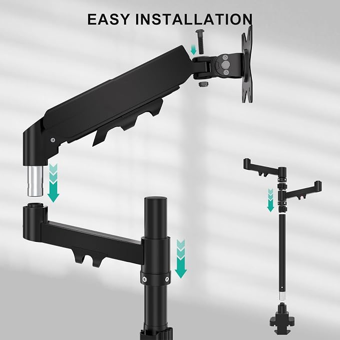 WALI Vertical Dual Monitor Mount for 17-49 inch Ultrawides Curved Screens, Heavy Duty Stacked Dual Monitor Stand for Desk, Adjustable Ultrawide Monitor Arm up to 33lbs, VESA Mount 75/100mm, Black - Image 8