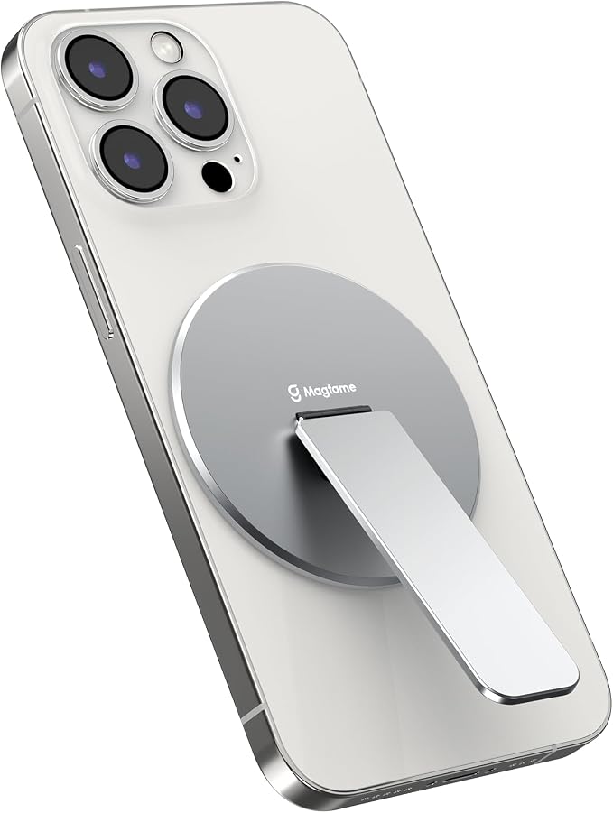 Magnetic Phone Stand Grip for Magsafe, Utral-Thin Snap-on Phone Kickstand, Holder & Grip, Foldable & Adjustable for Hands-Free Viewing | Compatible with Phone 16 15 14 13 12 Pro,Silver - Image 9