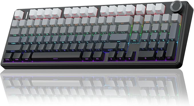 AULA F99 Pro Wireless Mechanical Keyboard with Knob,Gasket Structure,Tri-Mode BT5.0/USB-C/2.4GHz Hot Swappable Keyboard,Creamy Sound,RGB Backlit PBT Keycaps Computer Gaming Keyboards by AULA