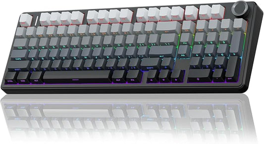 AULA F99 Pro Wireless Mechanical Keyboard with Knob,Gasket Structure,Tri-Mode BT5.0/USB-C/2.4GHz Hot Swappable Keyboard,Creamy Sound,RGB Backlit PBT Keycaps Computer Gaming Keyboards by AULA