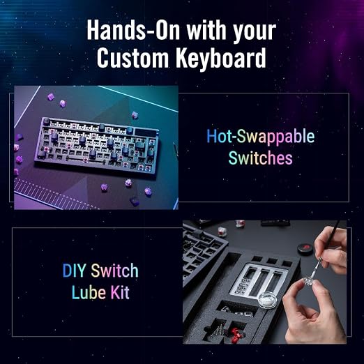 ASUS ROG Azoth Wireless Mechanical Gaming Keyboard – 75% TKL, Tri-Mode Connectivity, Hot Swappable Pre-lubed ROG NX Snow Linear Switches, PBT Keycaps, RGB, OLED Display, PC/Mac Support - Black - Image 7