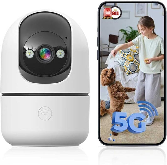 GBIUT Indoor Camera 5G&2.4G WiFi Cameras for Home Security Instant 911 Alert, 360° Pan/Tilt Baby Monitor/Dog/Pet Camera AI Motion Detection Night Vision, Speaker, US Cloud Storage (1-Pack) by GBIUT
