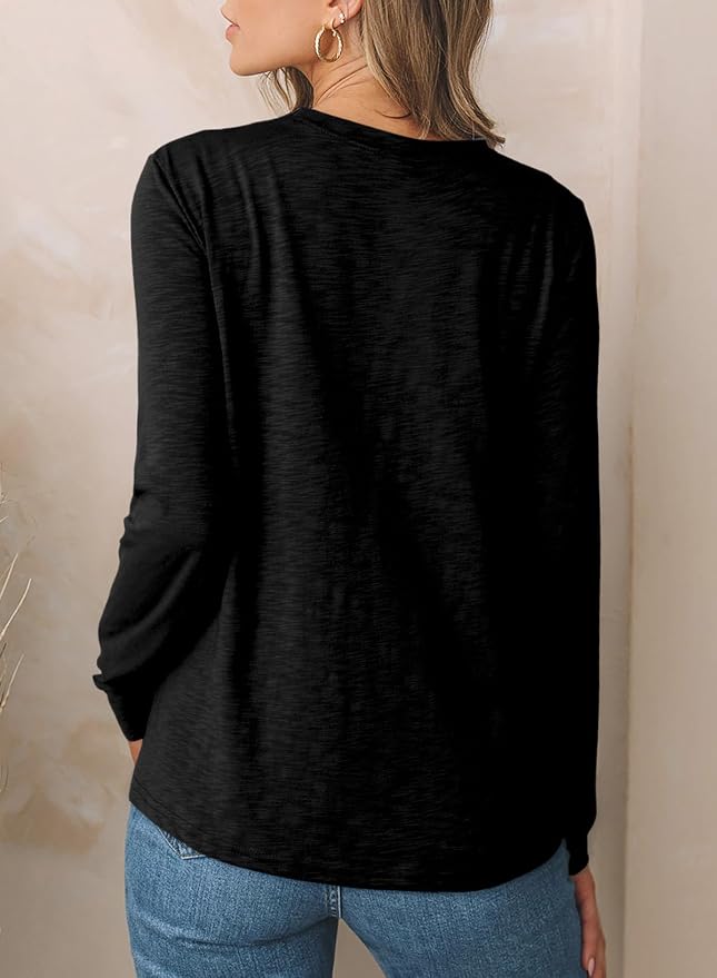 EVALESS Womens Crewneck Long Sleeve Tops Casual Polka Dots Tops Fall 2026 Tshirts Shirts - Image 4
