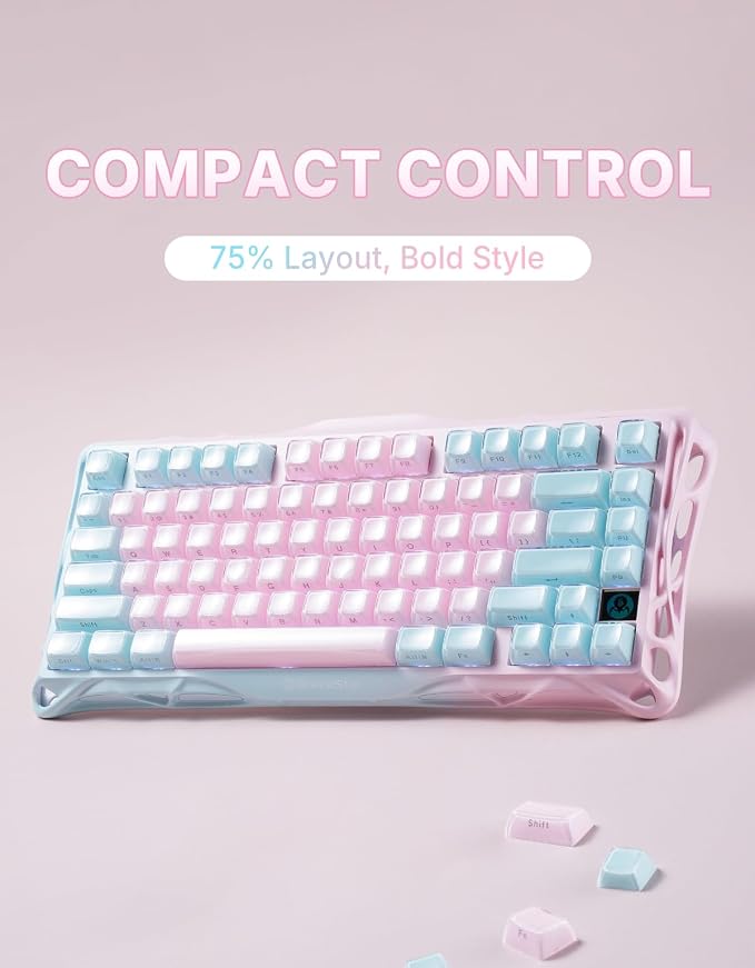 GravaStar Mercury K1 Lite 75% Wireless Mechanical Gaming Keyboard RGB | Gasket Mount, Hot Swappable Linear Switches, Creamy Sound Keyboard, 2.4GHz/USB-C/Bluetooth 5.0, for Win/Mac - Image 6