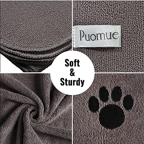 Puomue Microfiber Dog Towels for Drying Dogs, Super Absorbent and Soft Pet Grooming Towel, 40 Inch X 23.6 Inch, Perfect Dog Shower & Bath Supplies for Large, Medium or Small Dogs, Grey - Image 2