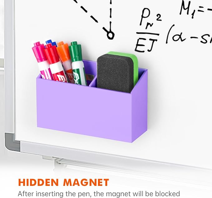 BEYGORM Magnetic Dry Erase Marker Holder for Whiteboard & Refrigerator | Non-slip Acrylic Pen Holder for Classroom, Fridge Magnet, Locker Organizer Accessories, Teacher & School Supplies(Purple) - Image 4