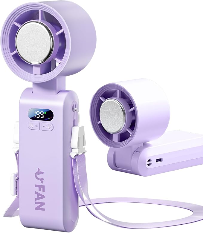Handheld Fan, Portable Handheld Fan with Ice Function, mini personal fan, Turbo Powerful Rechargeable Fans,1-199 Speed, Foldable, for Women Men Outdoor Indoor travel essentials(Purple) by Numgug