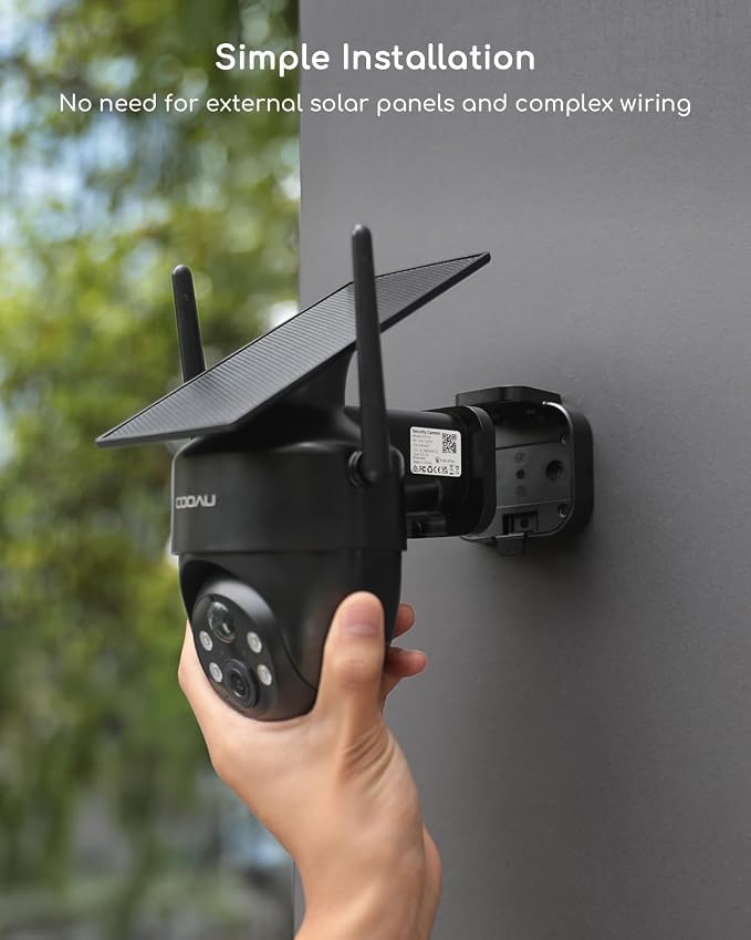COOAU Cameras for Home Security​​, 2K 360° Solar Security Cameras Wireless Outdoor, Low-Light Rechargeable​​, Easy to Install, Surveillance Cam with AI Smart Detection,Color Night Vision,Two-way Audio - Image 3