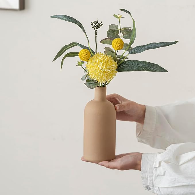 Modern Ceramic Vase Set, Neutral Colors, Decorative Vases for Home Shelf Decor, 4 Piece Collection, Happy Birthday Gifts for Women Mom Her Friend Sister Wife Grandma, Self Care Gift (Coffee Mix set 4) - Image 8