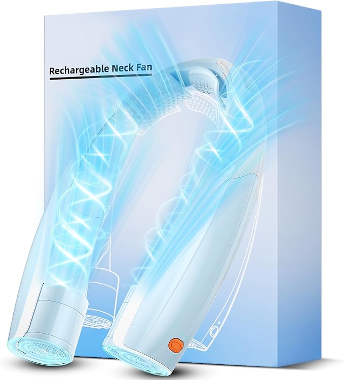 Portable Neck Fan, 6 Speeds Rechargeable Personal Fan with AI Chips, Hands-Free 360° Faster Cooling Wearable Fan, Ultra Quiet for Home, Office, Travel, Indoor, Outdoor - Sky Blue by Unknown