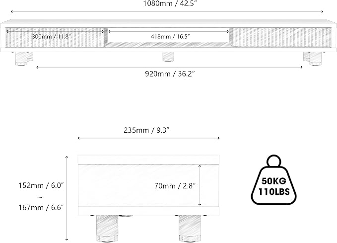 Fenge Dual Monitor Stand, 42.5inch Long Monitor Stands Riser for 2 Monitors, Glass Sliding Door with Storage Organizer Stand for Desk, 2 Tier Desk Shelf for Laptop, Pc, Printer, Computer, TV - Image 3