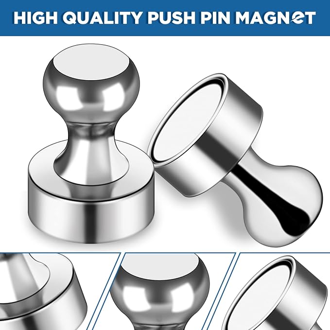 LOVIMAG Fridge Magnets 25Pcs, Magnet for Refrigerator Whiteboard, Silver | Small Strong Neodymium Metal Cute Push Pin for Classroom, Kitchen, Accessories Decorative, Office, Calendar - Image 4