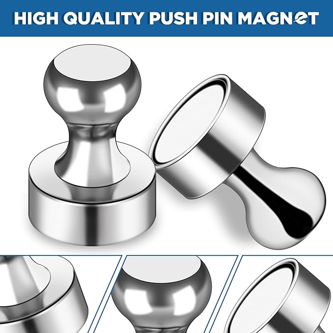 LOVIMAG Fridge Magnets 16Pcs, Magnet for Refrigerator Whiteboard, Silver | Small Strong Neodymium Metal Cute Push Pin for Classroom, Kitchen, Accessories Decorative, Office, Calendar - Image 4