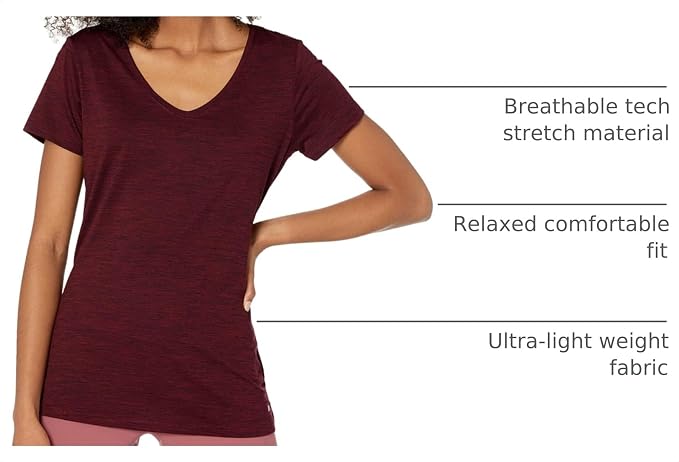Amazon Essentials Women's Active Quick Dry Tech Stretch Short-Sleeve V-Neck T-Shirt (Available in Plus Size), Pack of 2 - Image 5