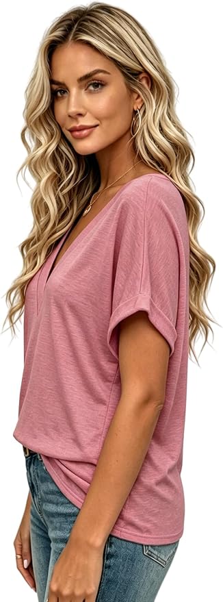 T Shirts Short Sleeve V Neck Tees Womens Tops Beach Vacation Fashion Clothes 2026 Casual Summer Spring Fall Outfits - Image 3