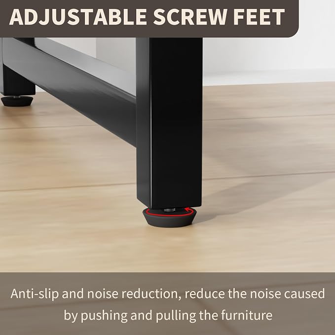 PayLessHere | 47 Inch Computer Desk | Brown | Office Desk with Metal Frame, Adjustable Feet | Water-Resistant, Scratchproof Surface | Sturdy Writing Table for Home Office or Study | Pack of 2 - Image 6