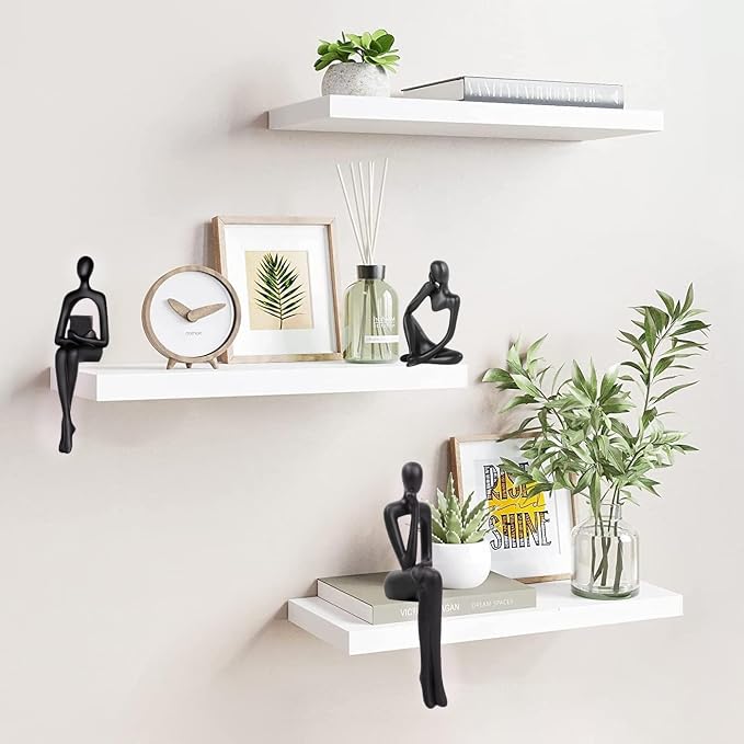 Prettidecor Gold Home Decor Thinker Statue Accents, Set of 3 Thinker Sculptures Office Decor Modern Abstract Resin Decoration on Shelf Table Desk for Living Room Office Bedroom (Black, Small) - Image 5