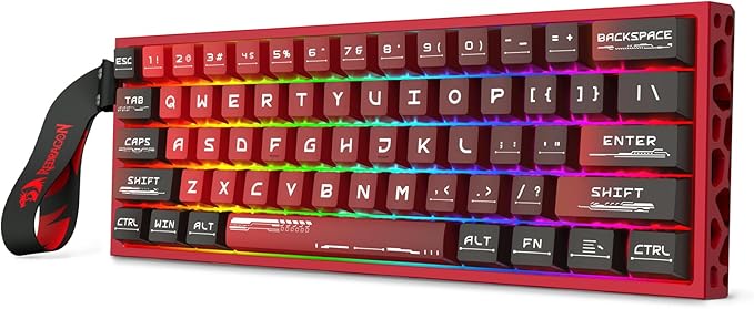 Redragon K753 HE Rapid Trigger Gaming Keyboard, 60% 61 Keys Wired Mechanical Keyboard w/Hype-Red Hollowed-Out Aluminum Base, Next-Gen UltraMag 100% POM Silky Rappid Trigger Magnetic Switch by REDRAGON