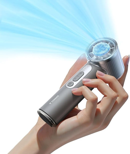 TORRAS COOLiFY iva Handheld Fan with Ice Cooler, [Chill by 50°F], 0-100 Adjustable Speed, Super Mini Powerful Portable Fan 4900mAh Rechargeable, Hand Fans for Travel Essentials,Charcoal by Unknown