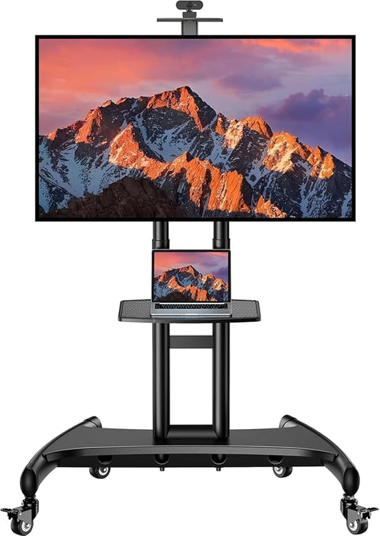 PERLESMITH Rolling TV Stand with Wheels for 32-85 Inch LCD LED 4K Flat Screen TVs, Tilt Mobile TV Cart with Shelf Holds Up to 100 lbs, Height Adjustable Floor TV Stand Max VESA 600x400mm- PSTVMC05 by PERLESMITH