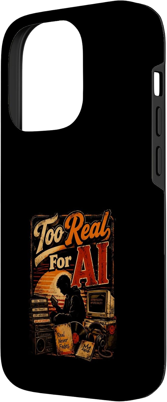Too Real for AI - Authentic Music Lovers Case for iPhone 14 Pro - Image 2