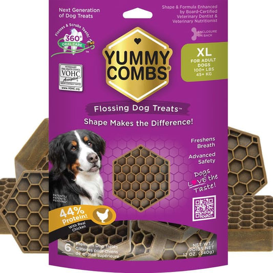 Yummy Combs Dog Dental Treats – Vet VOHC Approved – Delicious Chicken Protein – Removes Tartar with Cleaning Comb Shape – Dental Dog Treats for Extra Large Dogs (12oz, 6 Count) by YummyCombsDogDentalTreats