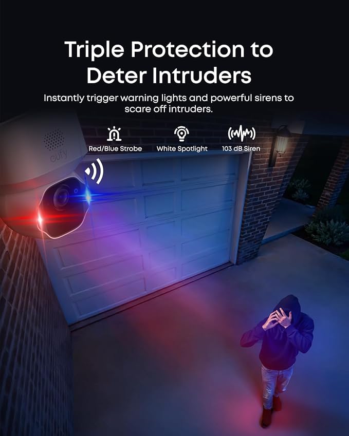 eufy Security SoloCam E42 4-Cam Kit, 4K Security Camera Wireless Outdoor, Solar Powered, AI Motion Tracking, Strobe Light, Pan & Tilt, Facial Recognition, Built-in Local Storage (Up to 16TB) - Image 4