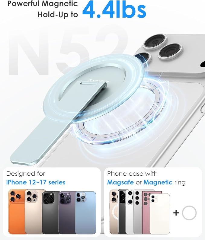 Magnetic Phone Stand for Magsafe, Ultra-Slim Snap-on Phone Holder Kickstand,180° Adjustable Angle Damping Design Cellphone Grip, Blue - Image 5