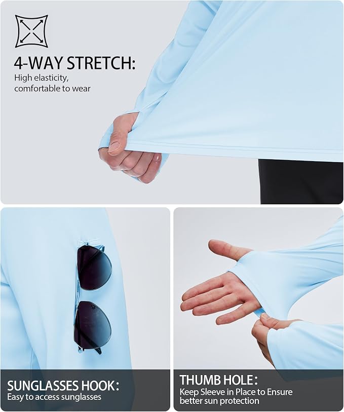ZITY Men's Sun Protection Shirts Long Sleeve Rash Guard Hoodie UV UPF 50+ Fishing Running Athletic Sweatshirts - Image 3