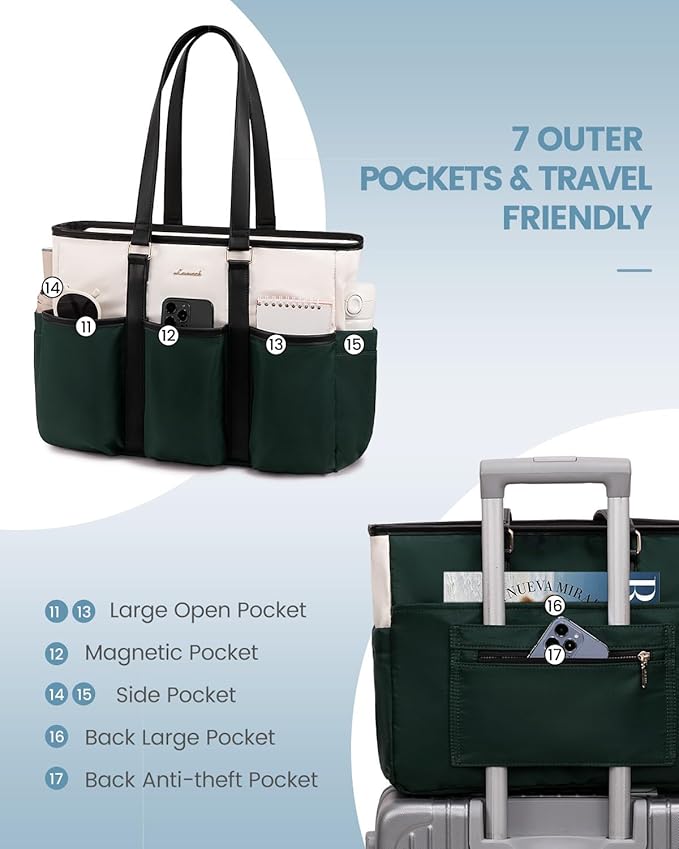 LOVEVOOK Work Tote Bag for Women With Large Cup Holder, Teacher Tote Laptop Bag for Women, Utility Bag For Work/Travel/College/Daily, Professional Computer Purse Handbag, 15.6 Inch - Image 4